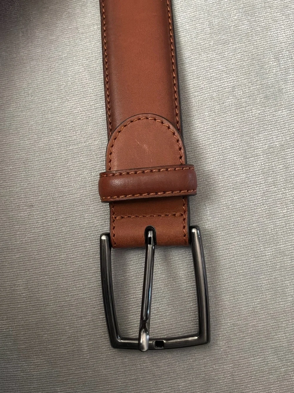 Saks Fifth Ave Brown Silver Tone Buckle Leather Belt Size 40